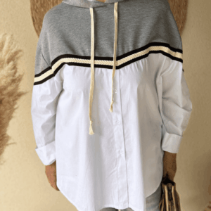 Chemise sweat LEONORE blanc - Taille unique jusqu'au 48