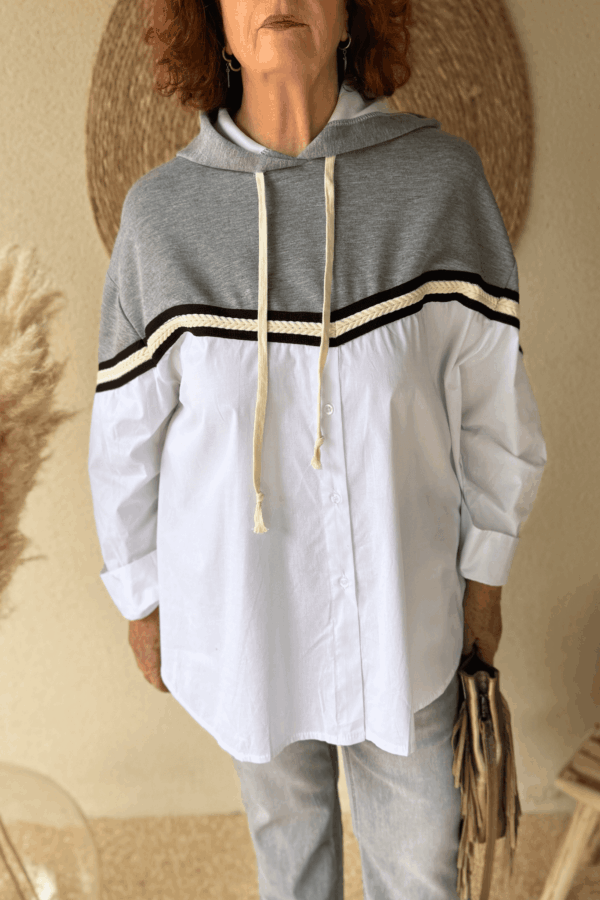 Chemise sweat LEONORE blanc - Taille unique jusqu'au 48