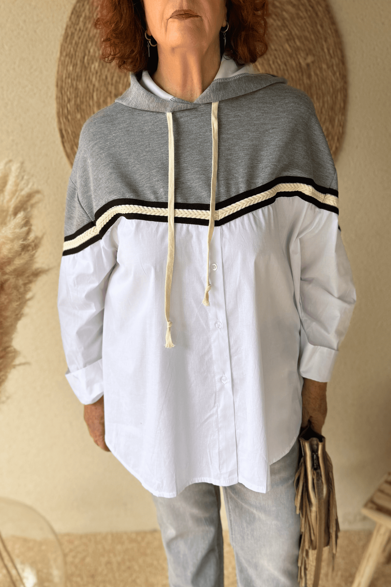 Chemise sweat LEONORE blanc - Taille unique jusqu'au 48