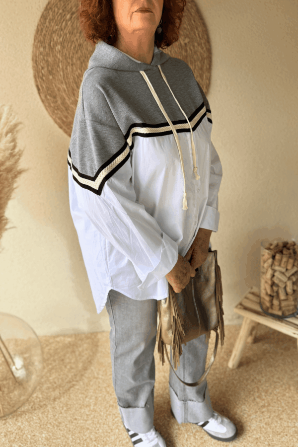 Chemise sweat LEONORE blanc - Taille unique jusqu'au 48 – Image 2