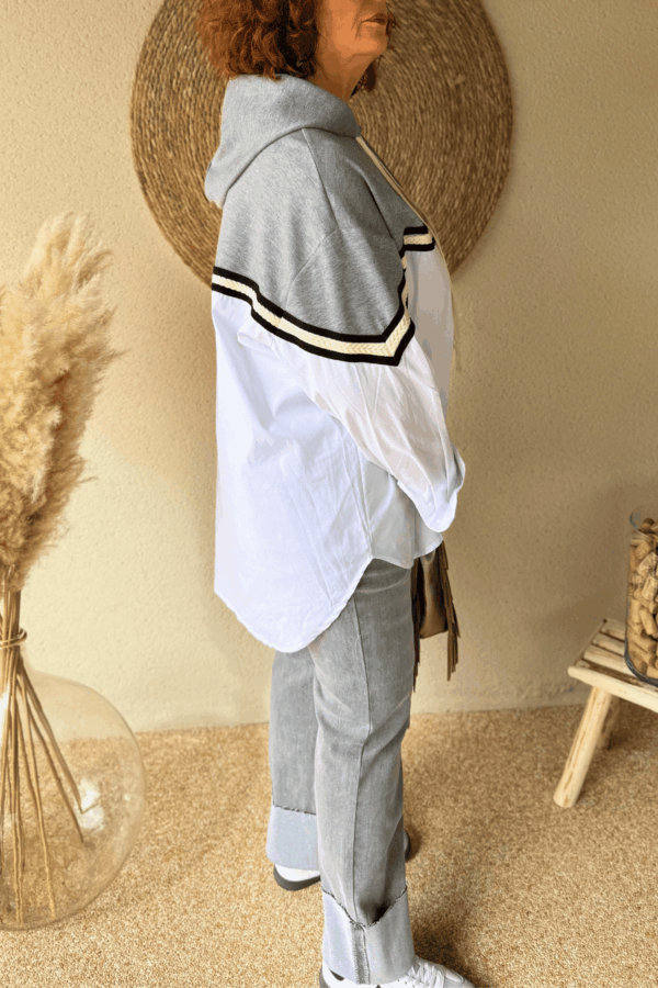 Chemise sweat LEONORE blanc - Taille unique jusqu'au 48 – Image 3