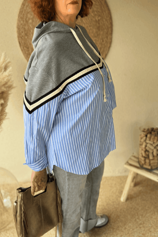 Chemise sweat LEONORE bleu - Taille unique jusqu'au 48 – Image 2