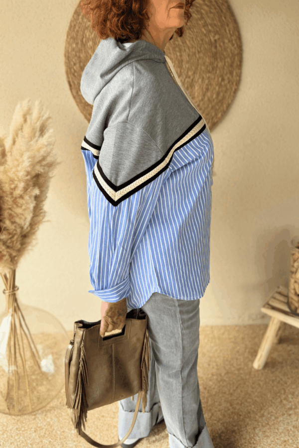 Chemise sweat LEONORE bleu - Taille unique jusqu'au 48 – Image 3