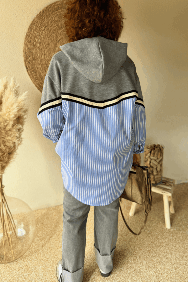 Chemise sweat LEONORE bleu - Taille unique jusqu'au 48 – Image 4