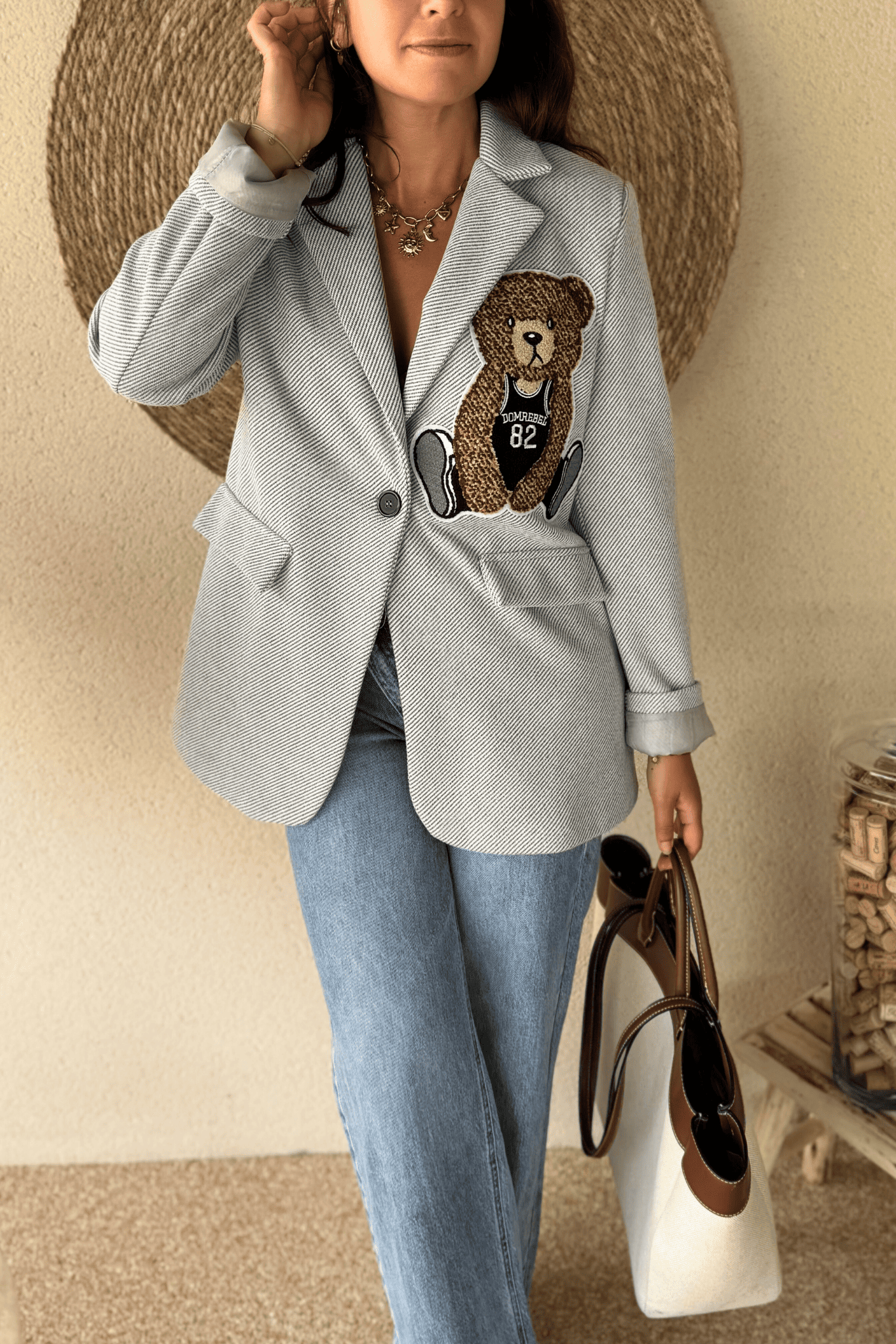 Veste de tailleur TEDDY grise - Taille unique jusqu'au 44