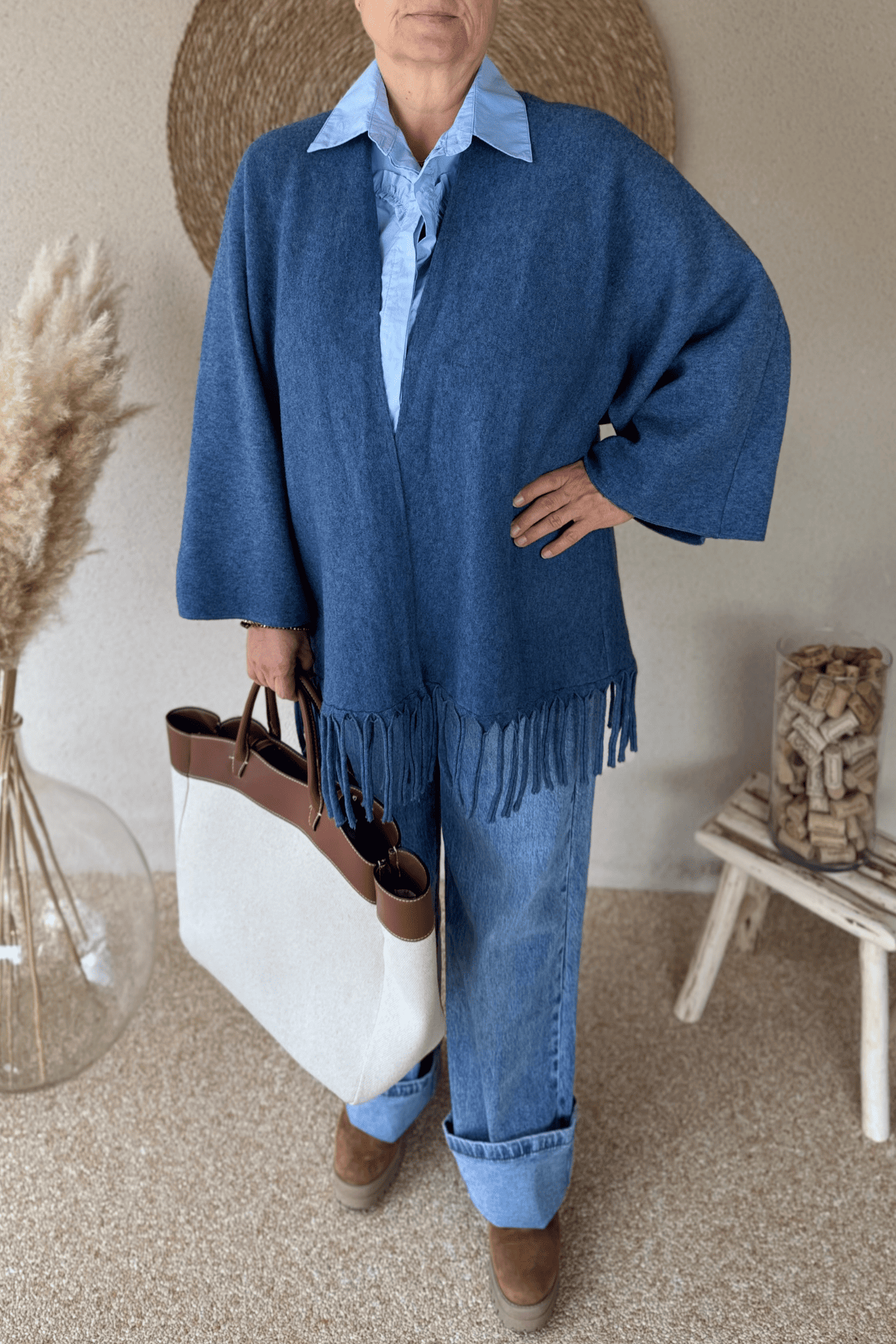 Gilet INDIRA bleu – Taille unique jusqu’au 48