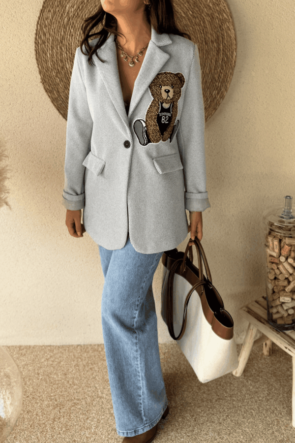Veste de tailleur TEDDY grise - Taille unique jusqu'au 44 – Image 3