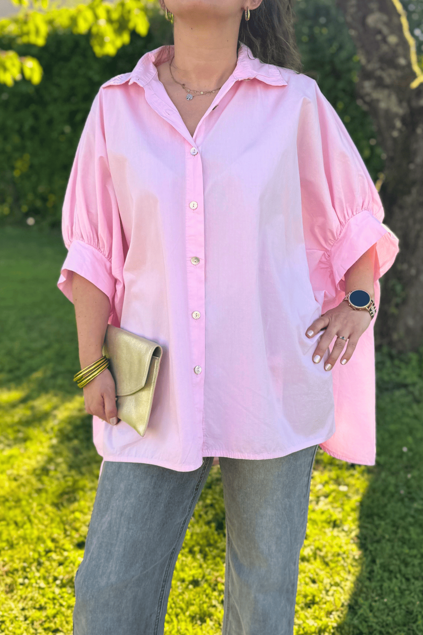 Chemise CARLA rose - Taille unique jusqu'au 48