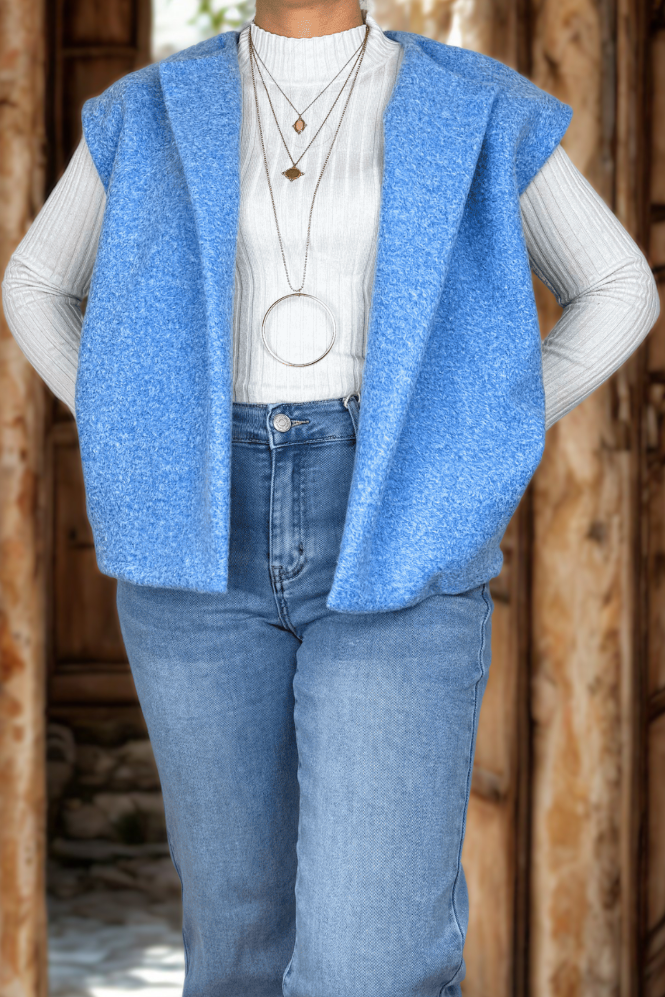Gilet JOY bleu - Taille unique jusqu'au 44