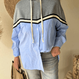 Chemise sweat LEONORE bleu - Taille unique jusqu'au 48