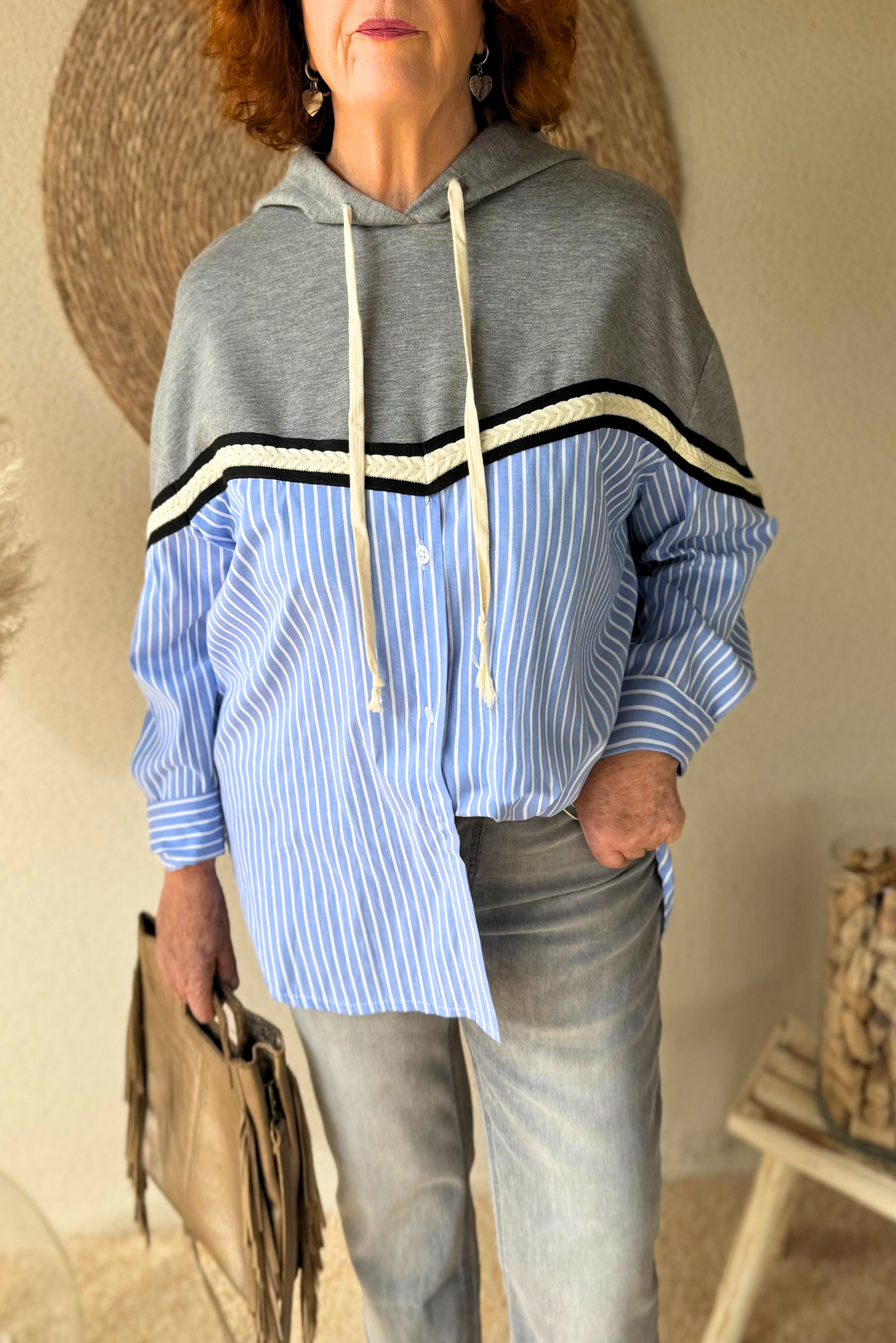 Chemise sweat LEONORE bleu – Taille unique jusqu’au 48
