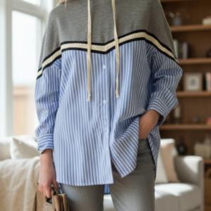 Chemise sweat LEONORE bleu - Taille unique jusqu'au 48