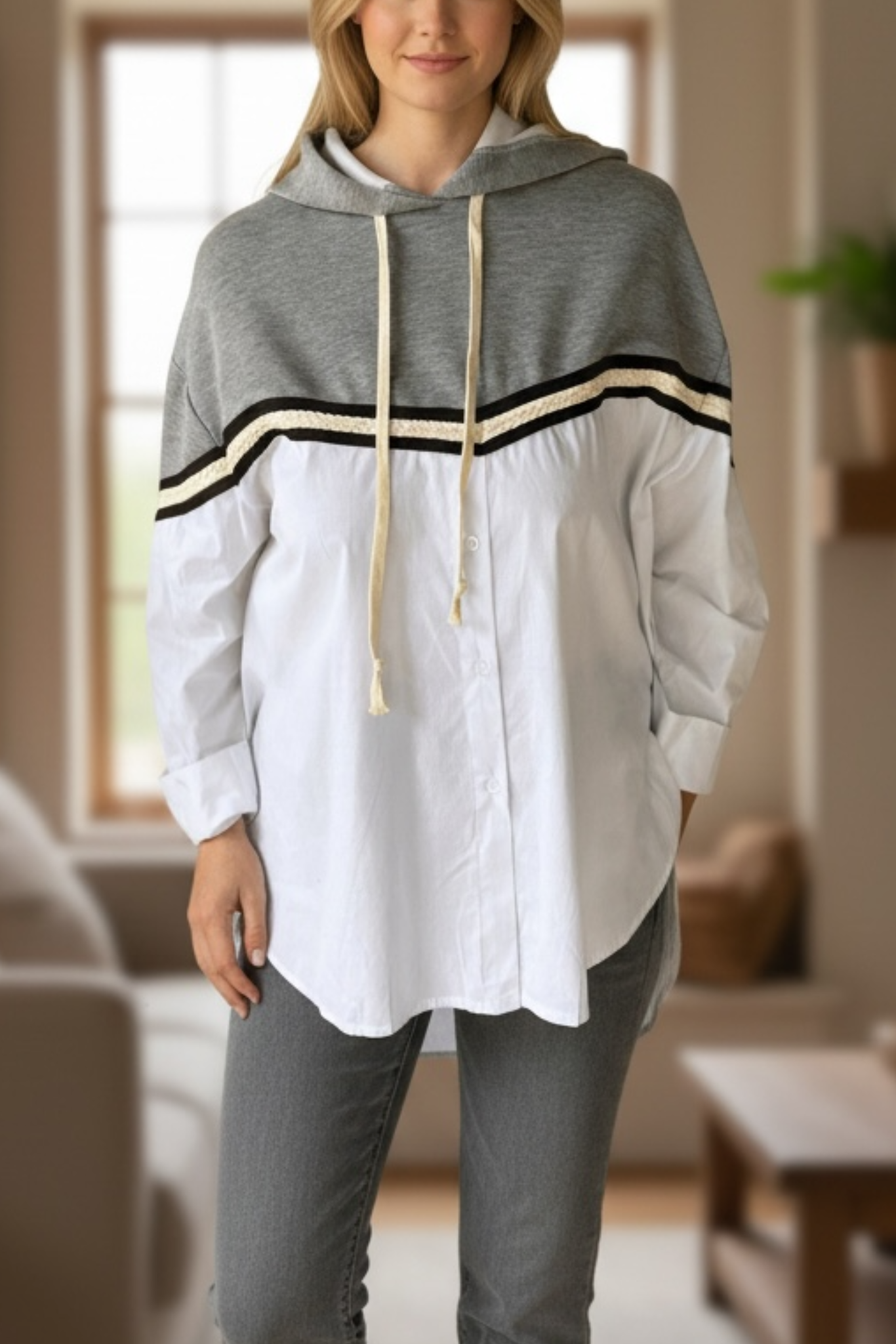 Chemise sweat LEONORE blanc – Taille unique jusqu&rsquo;au 48