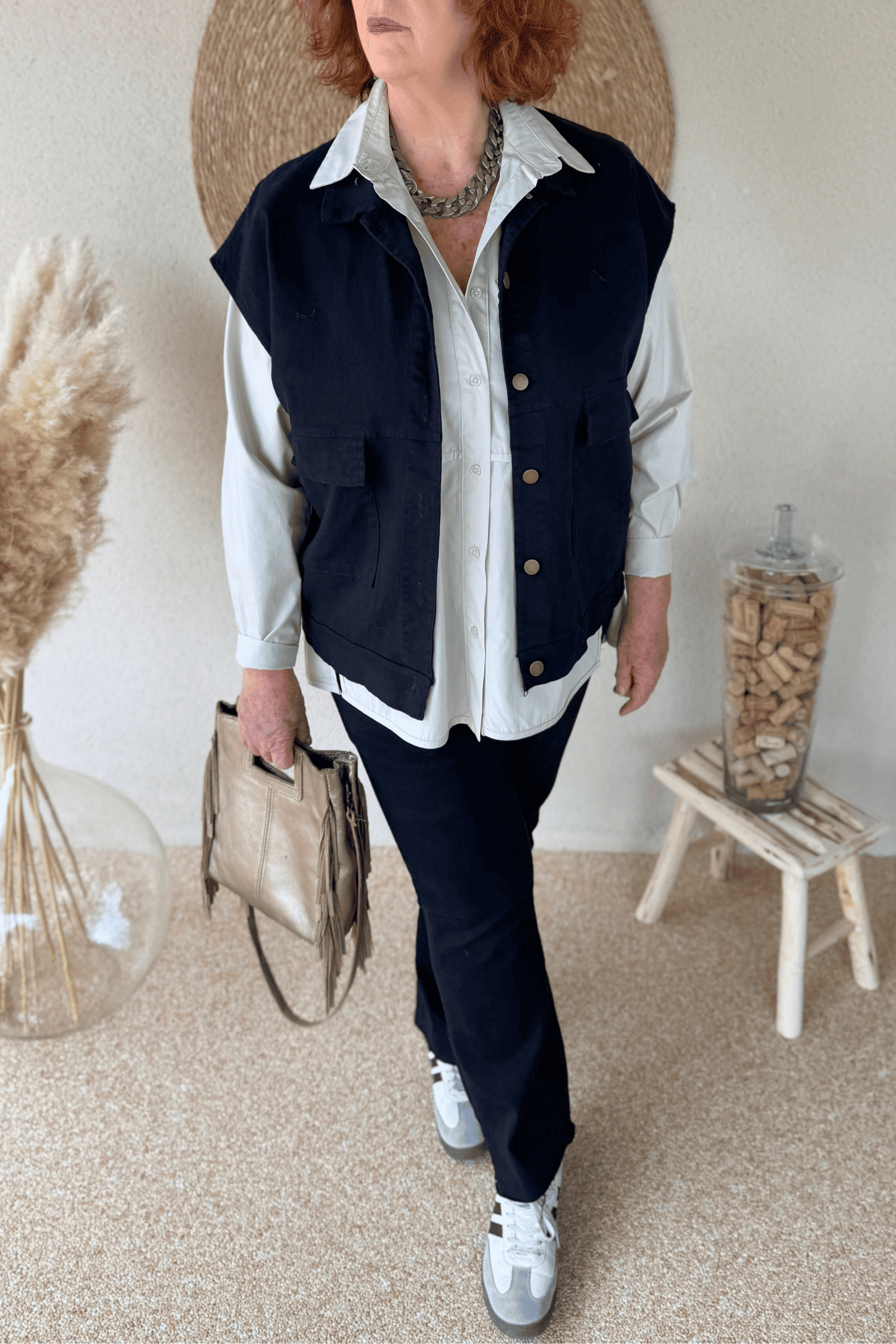 Veste en jean CELIA noir – Taille unique jusqu’au 48