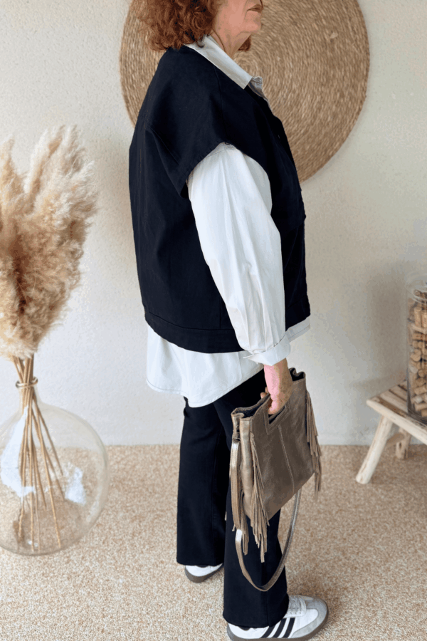 Veste en jean CELIA noir - Taille unique jusqu'au 48 – Image 3