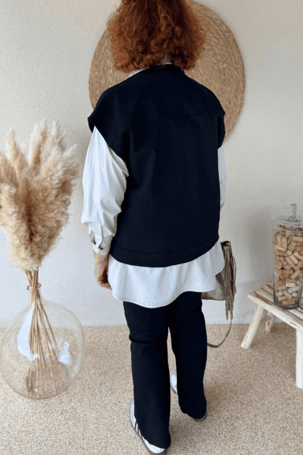 Veste en jean CELIA noir - Taille unique jusqu'au 48 – Image 4