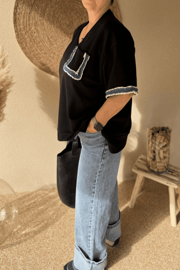 Pull sans manche ROMY noir - Taille unique jusqu'au 48 – Image 2
