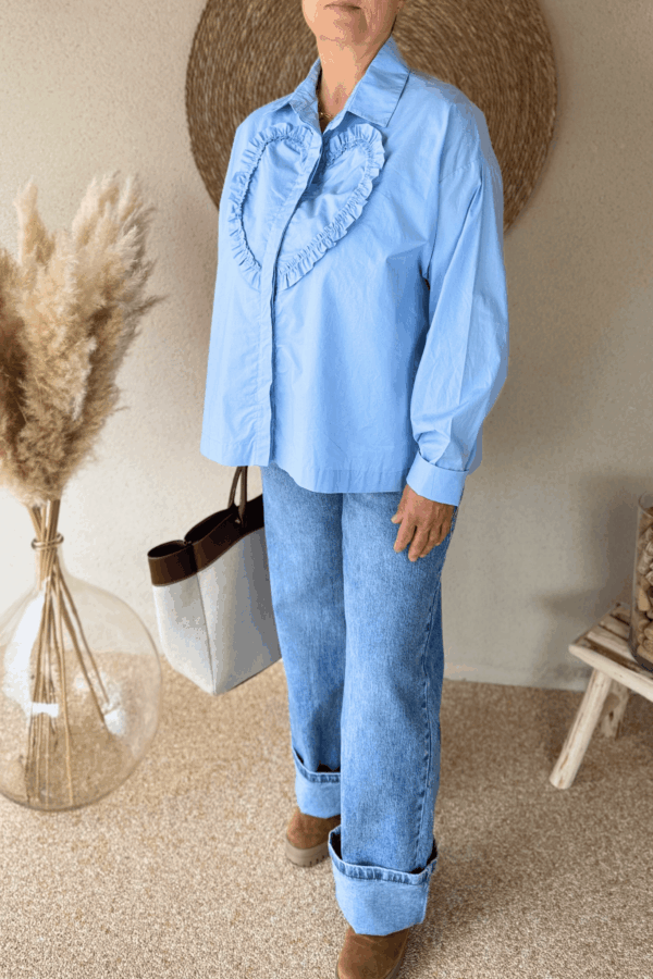 Chemise LINA bleu - Taille unique jusqu'au 48 – Image 2