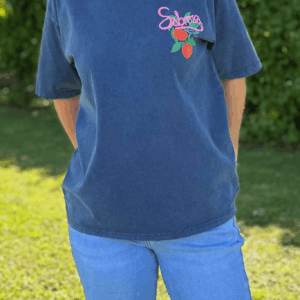 T-shirt CLARA bleu jean - Taille unique jusqu'au 42