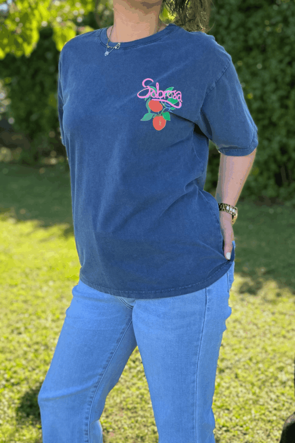 T-shirt CLARA bleu jean - Taille unique jusqu'au 42 – Image 2