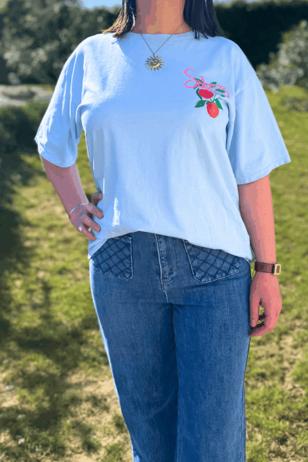 T-shirt CLARA bleu ciel - Taille unique jusqu'au 42 – Image 5