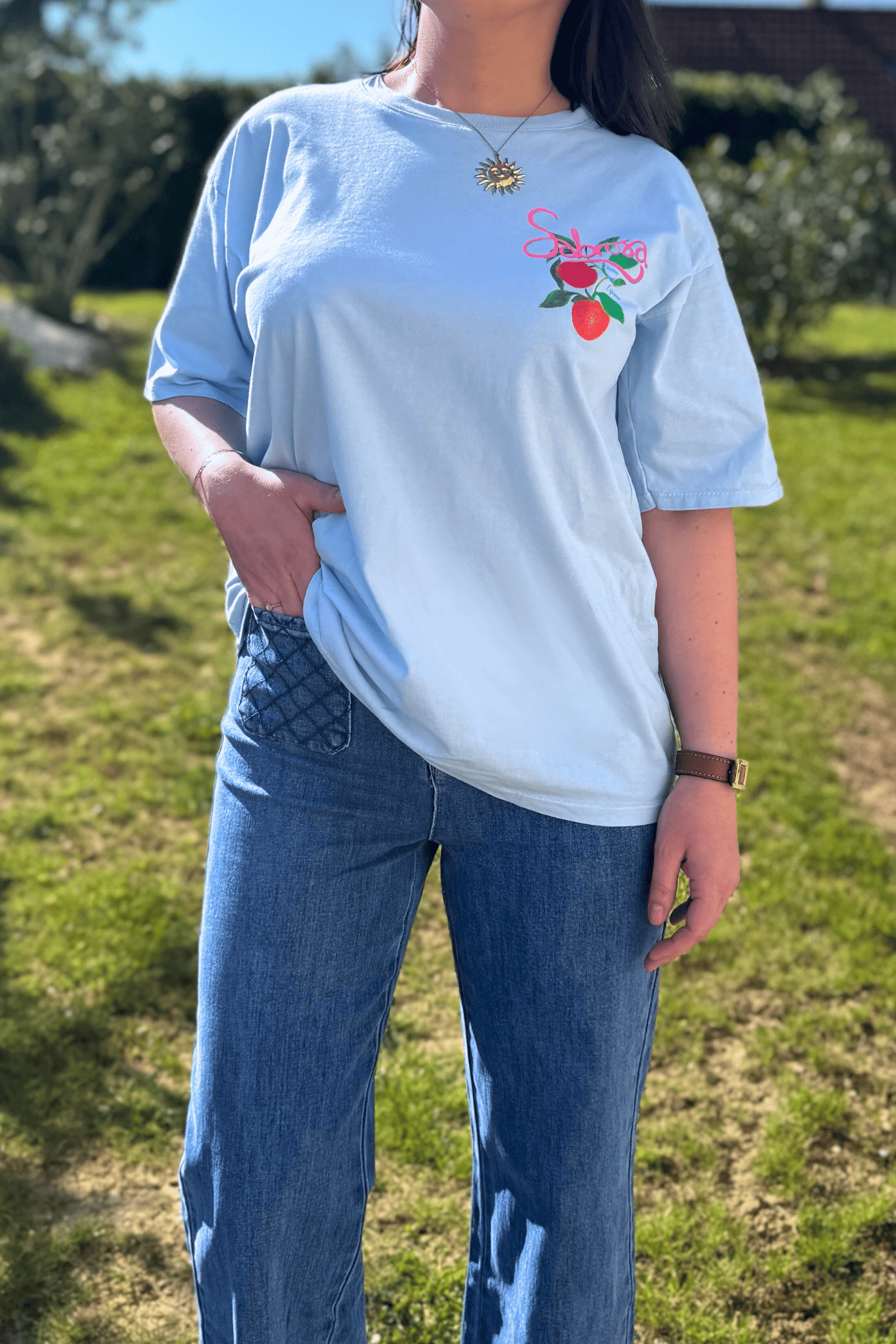 T-shirt CLARA bleu ciel - Taille unique jusqu'au 42