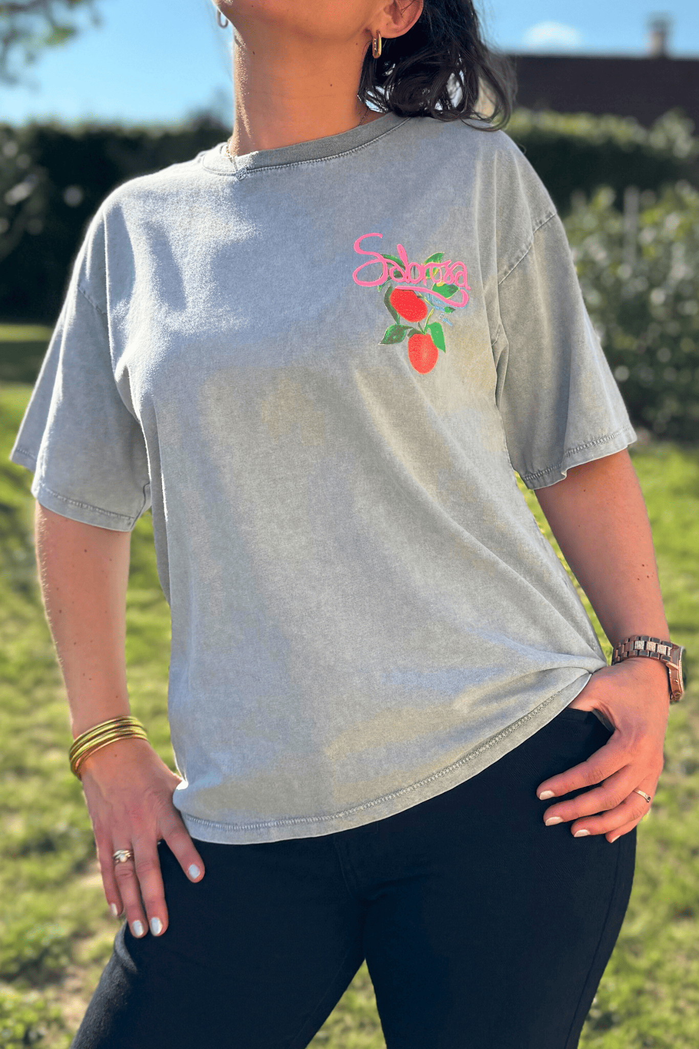 T-shirt CLARA gris - Taille unique jusqu'au 42