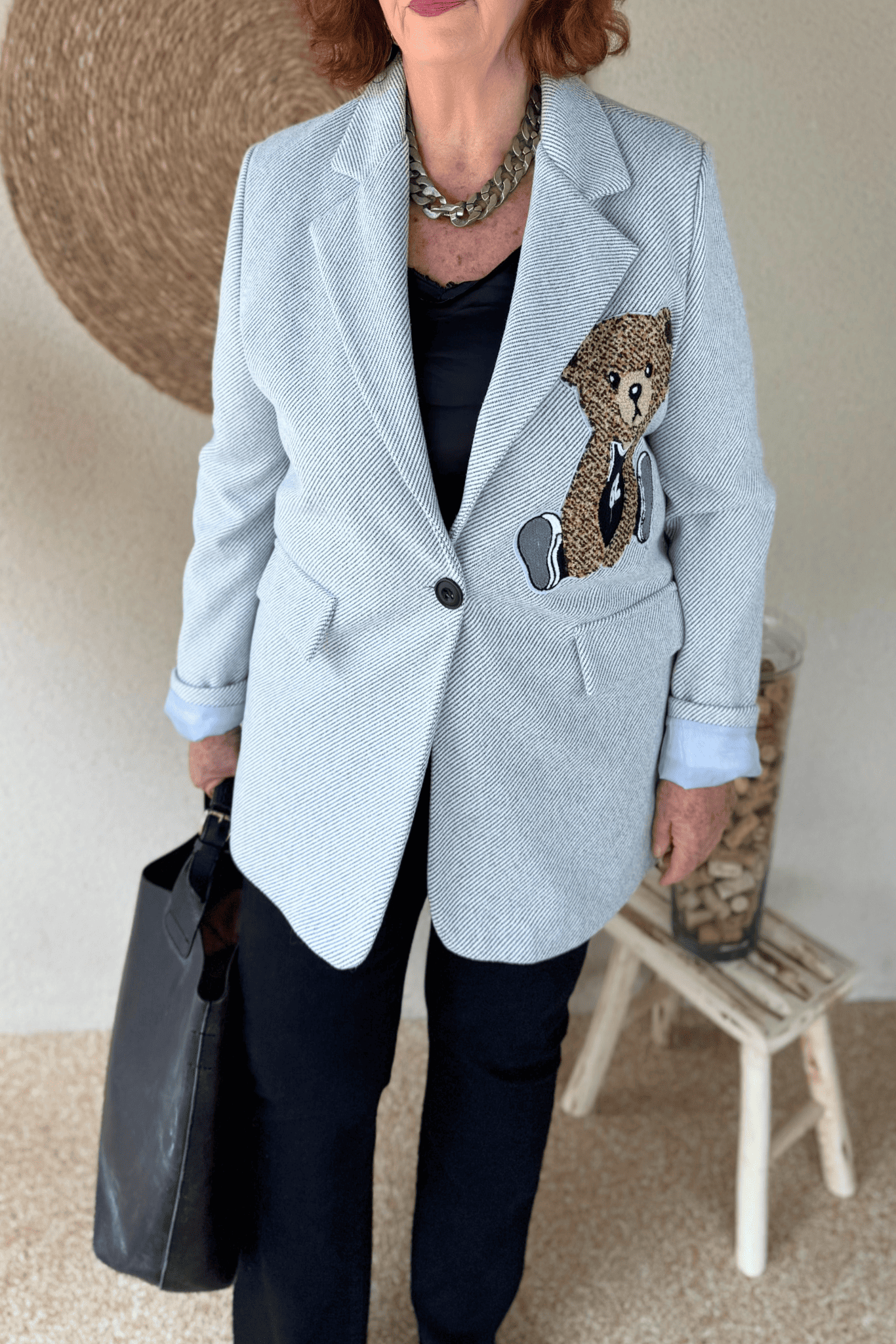Veste de tailleur TEDDY grise – Taille unique jusqu’au 48